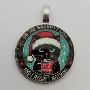 Festive Cat Pendant with Santa Hat
